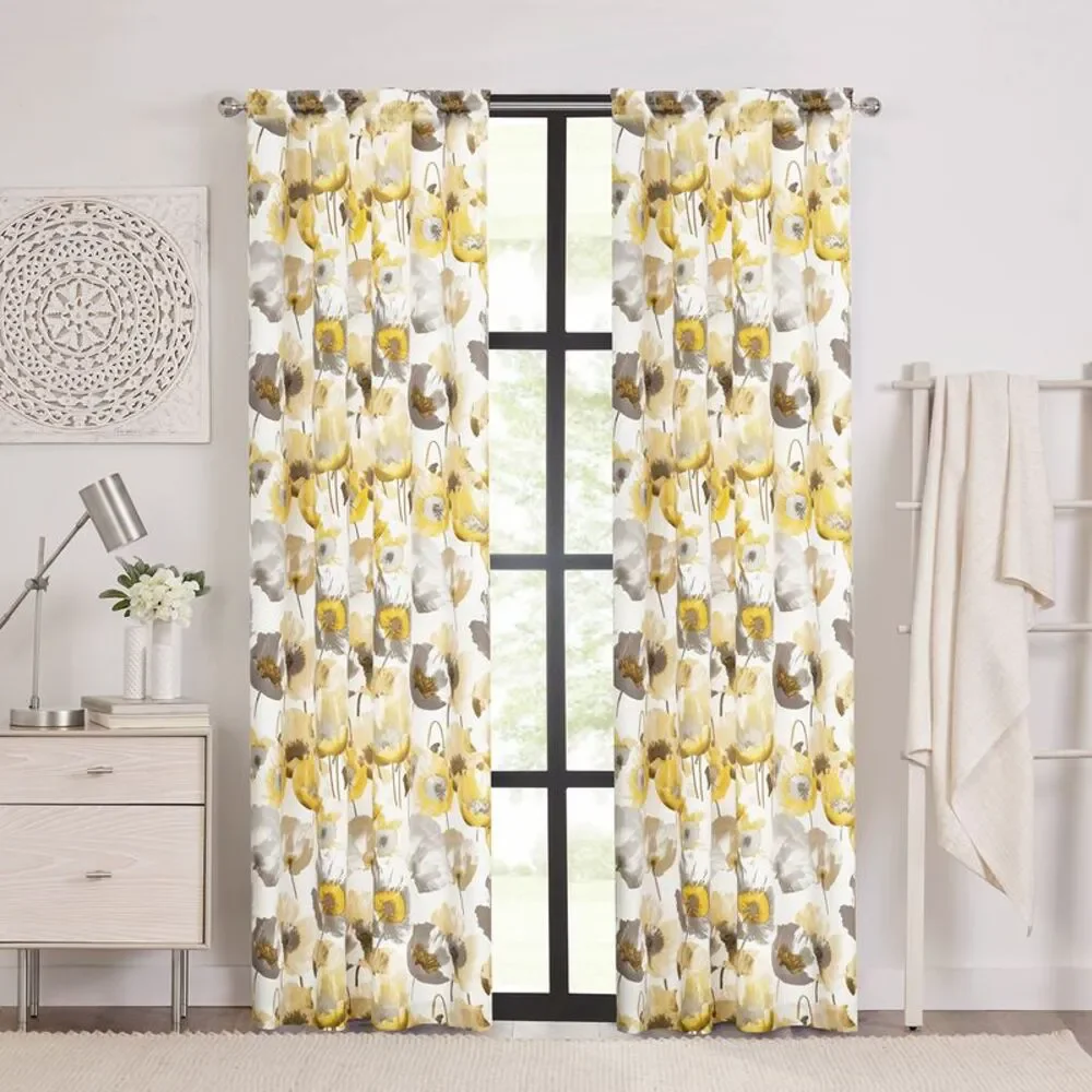 PowerSellerUSA 2-PACK Floral Modern Room Darkening Window Curtain for